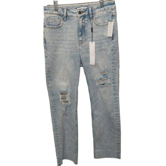 Vigoss Women's Stevie Crop Straight Jeans Light Wash~Distressed~Stretch~ Size 28