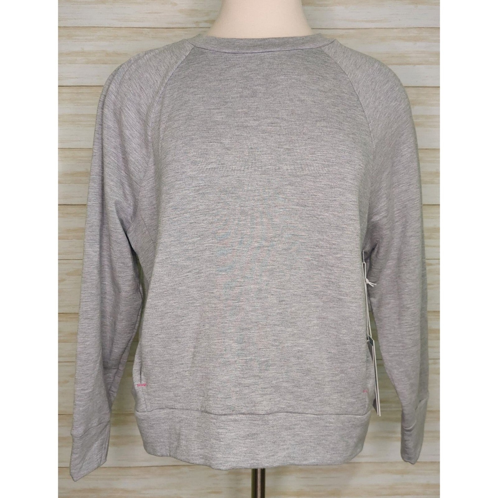 Calme By Johnny Was Women's Gray 3/4 Sleeve Crew Pullover Size XS Made in USA