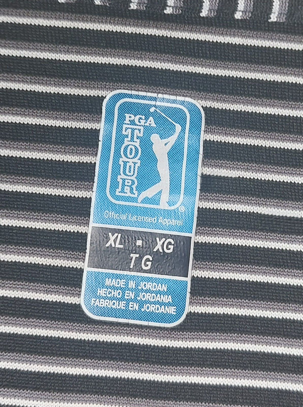 PGA Tour Men's [Size XL] Golf Polo Shirt Black/White/Gray Striped Short Sleeve