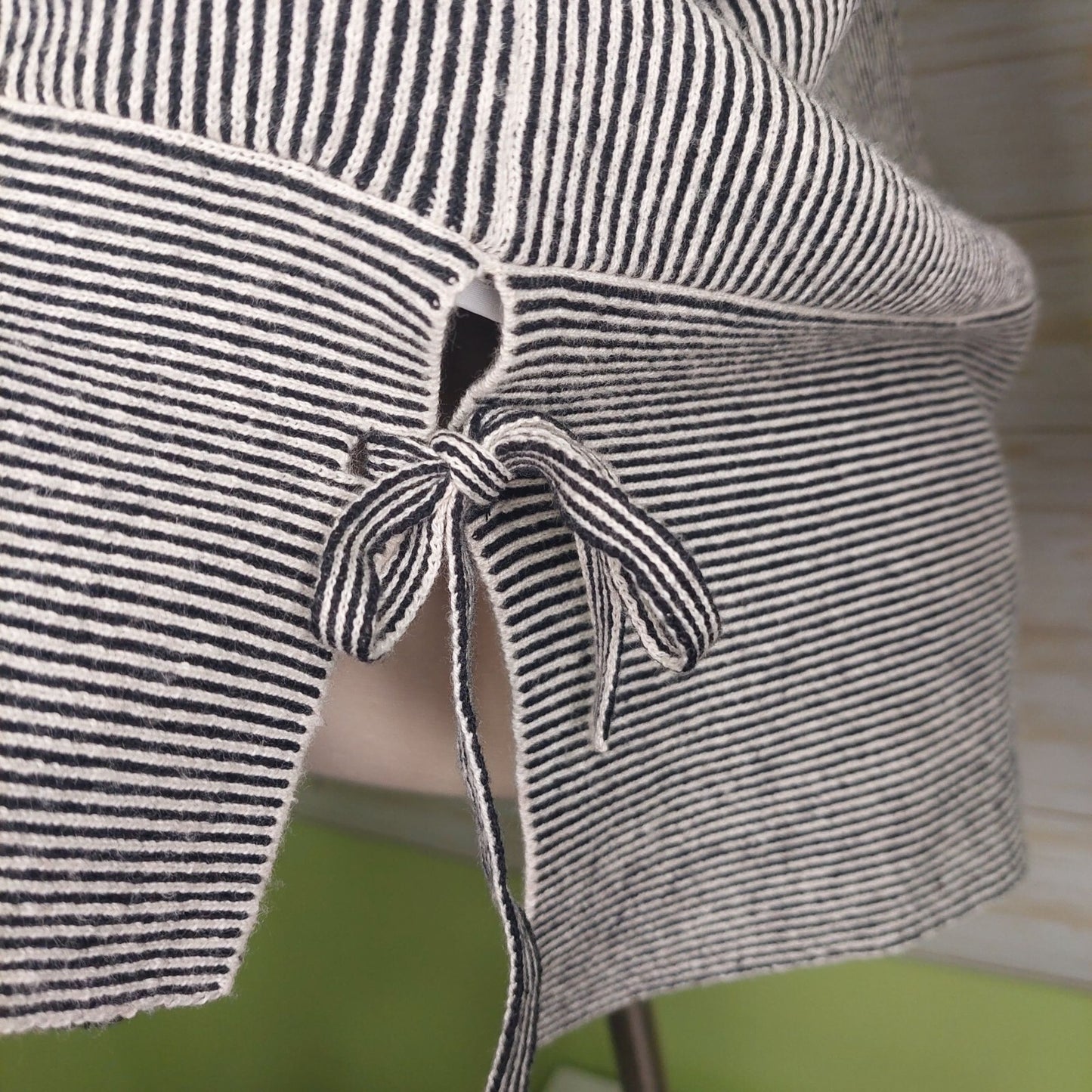 Cabi Women's Zip Cardigan/Top Black/White 3/4 Sleeve Side Ties Size Small