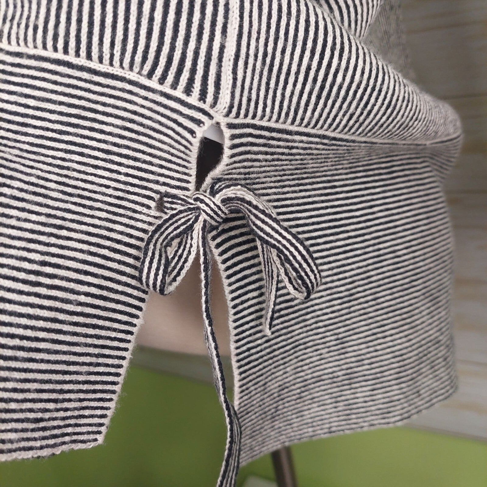 Cabi Women's Zip Cardigan/Top Black/White 3/4 Sleeve Side Ties Size Small