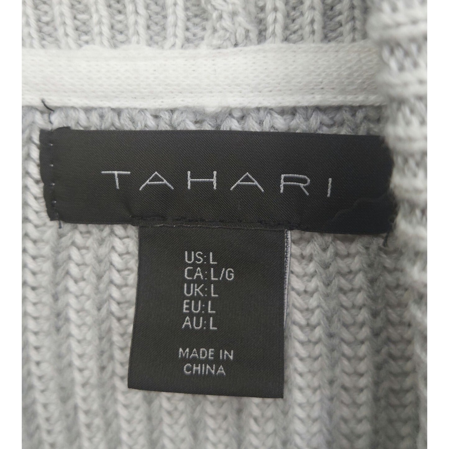 Tahari Women's Ribbed Open Front Cardigan Sweater Gray Size Large