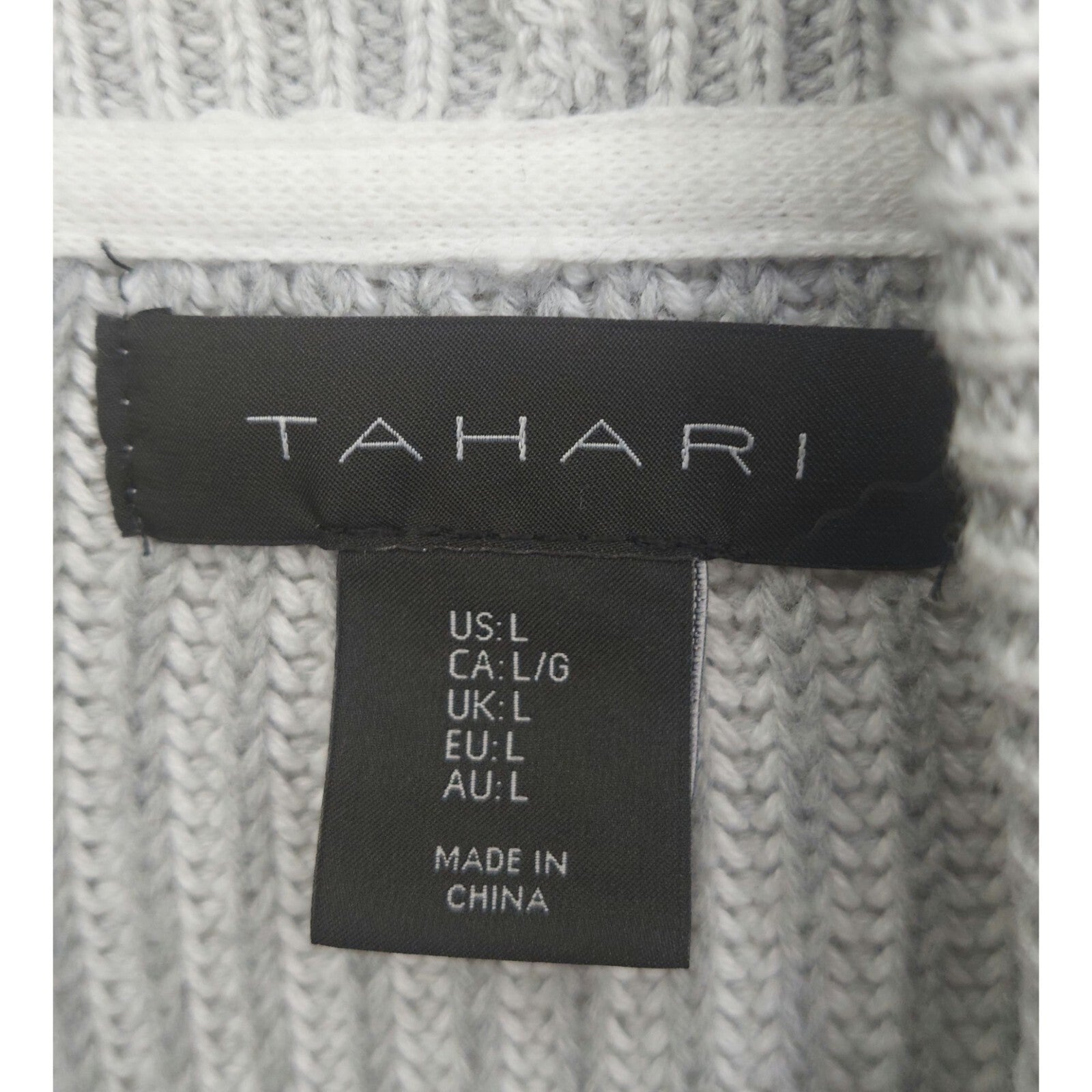 Tahari Women's Ribbed Open Front Cardigan Sweater Gray Size Large