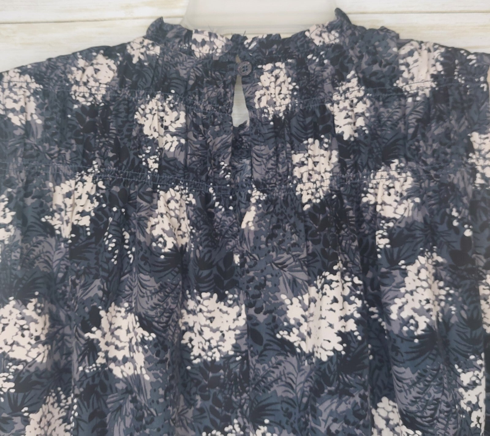 Joie Top Womens Blouse Sleeveless Ruffle High Neck Baltic Print Size Large