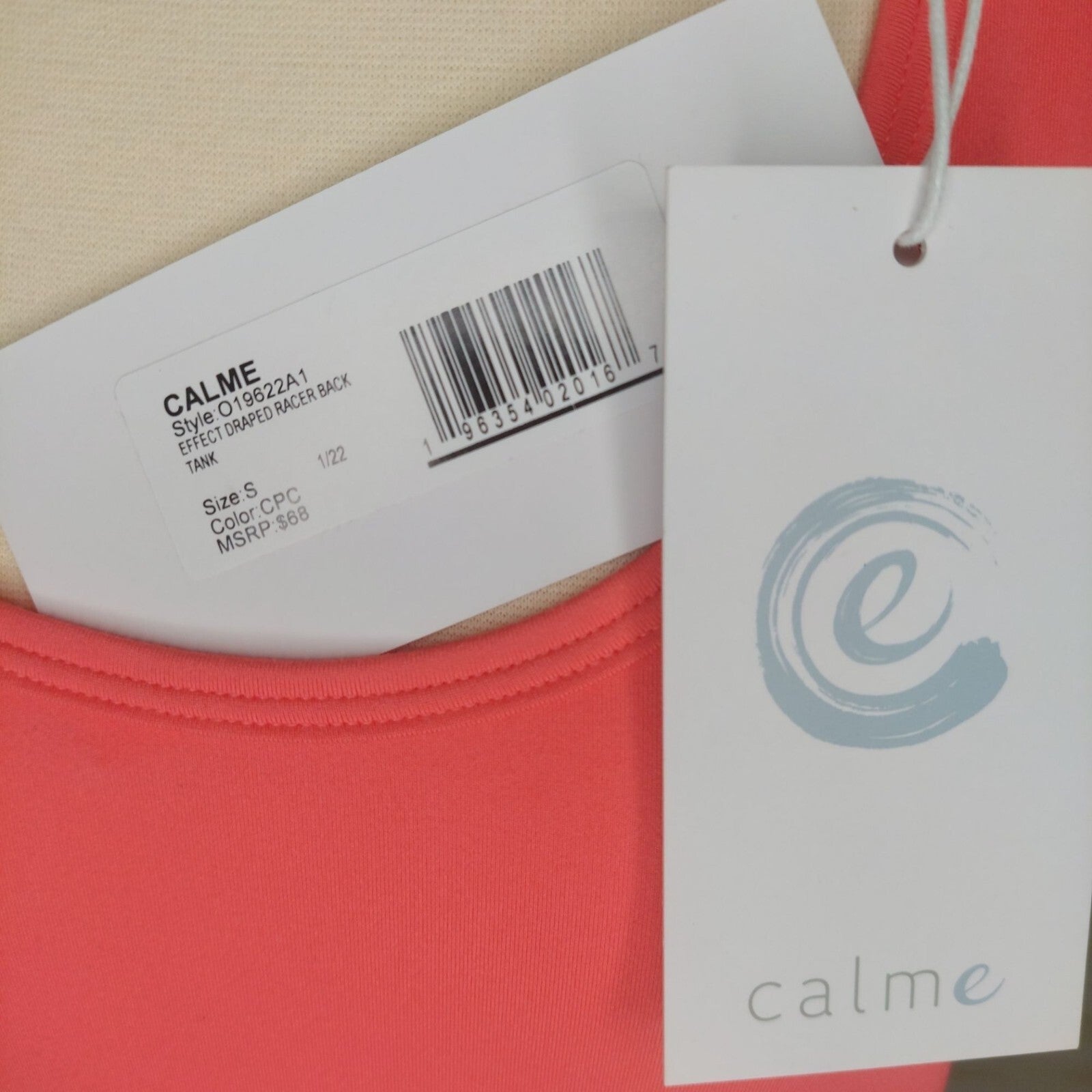 Calme By Johnny Was Womens Effect Draped Racer Back Tank  Coral Pink Size Small