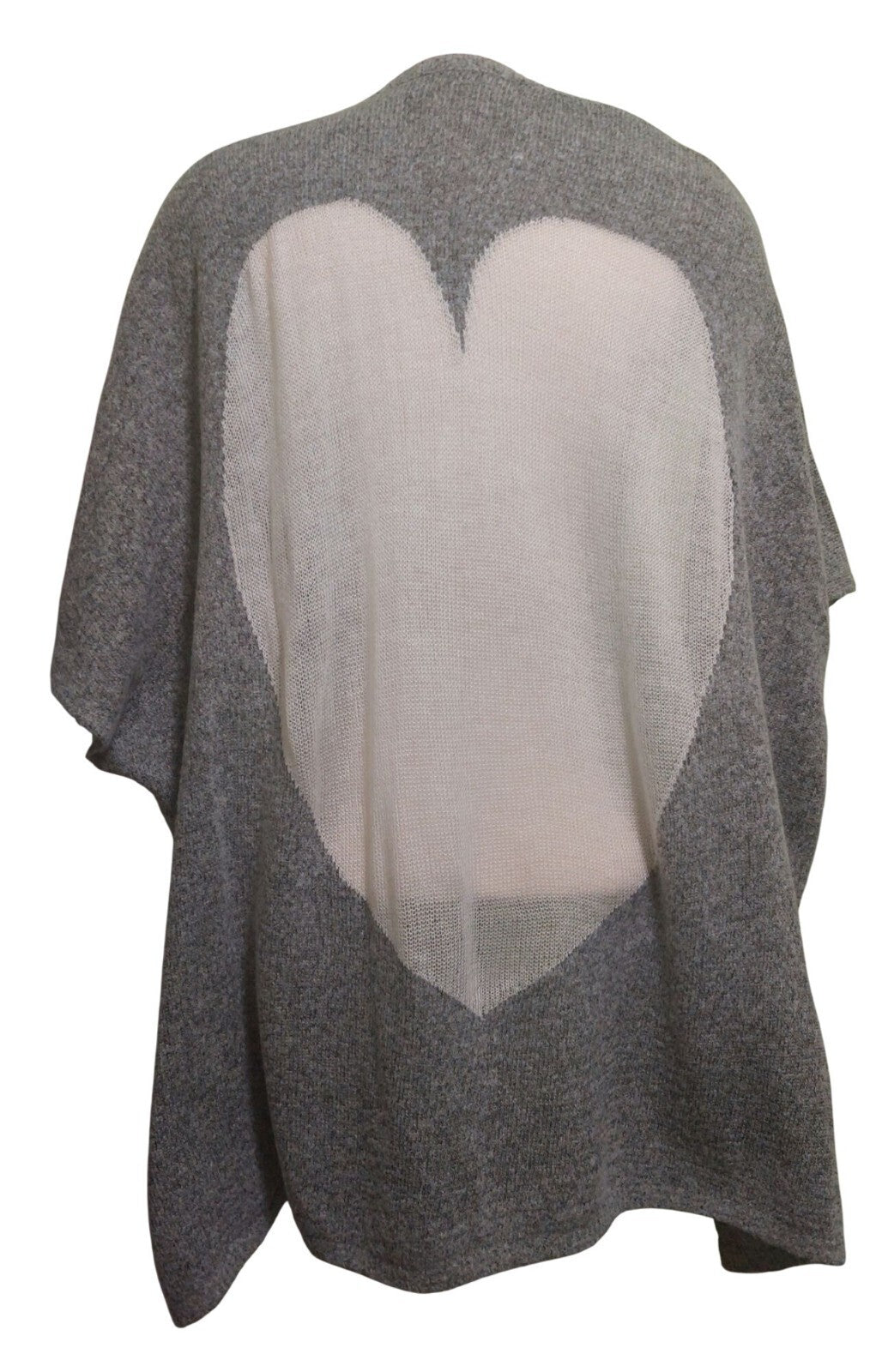 k. by kersh Women's Gray Short Sleeve Cardigan W/ White Heart on Back Size XL