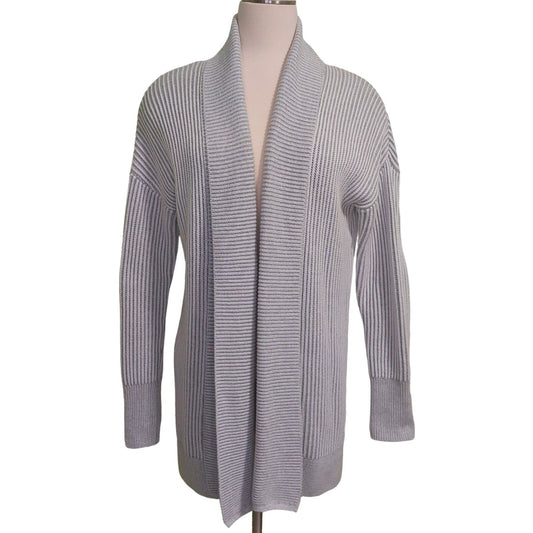 Tahari Women's Ribbed Open Front Cardigan Sweater Gray Size Large