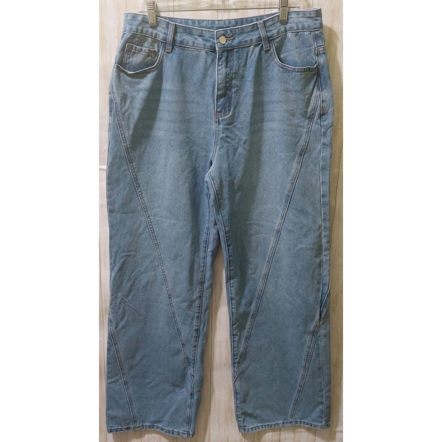 Commense Women's Vintage Denim High-Waisted Wide-Leg Jeans Size XL 33" Waist