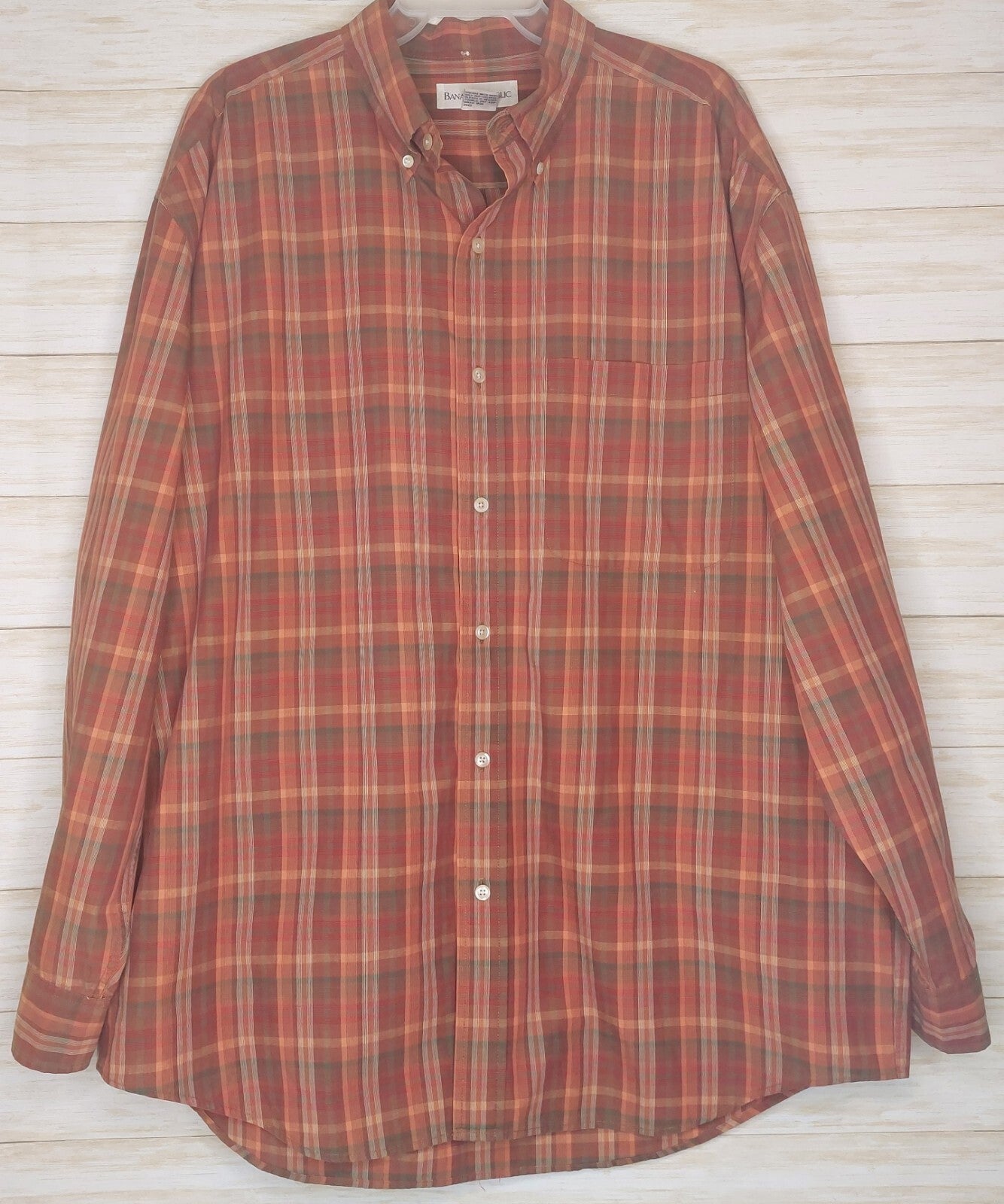 Banana Republic Shirt Men's Size XL Plaid Classic Long Sleeve Button Up "Read"