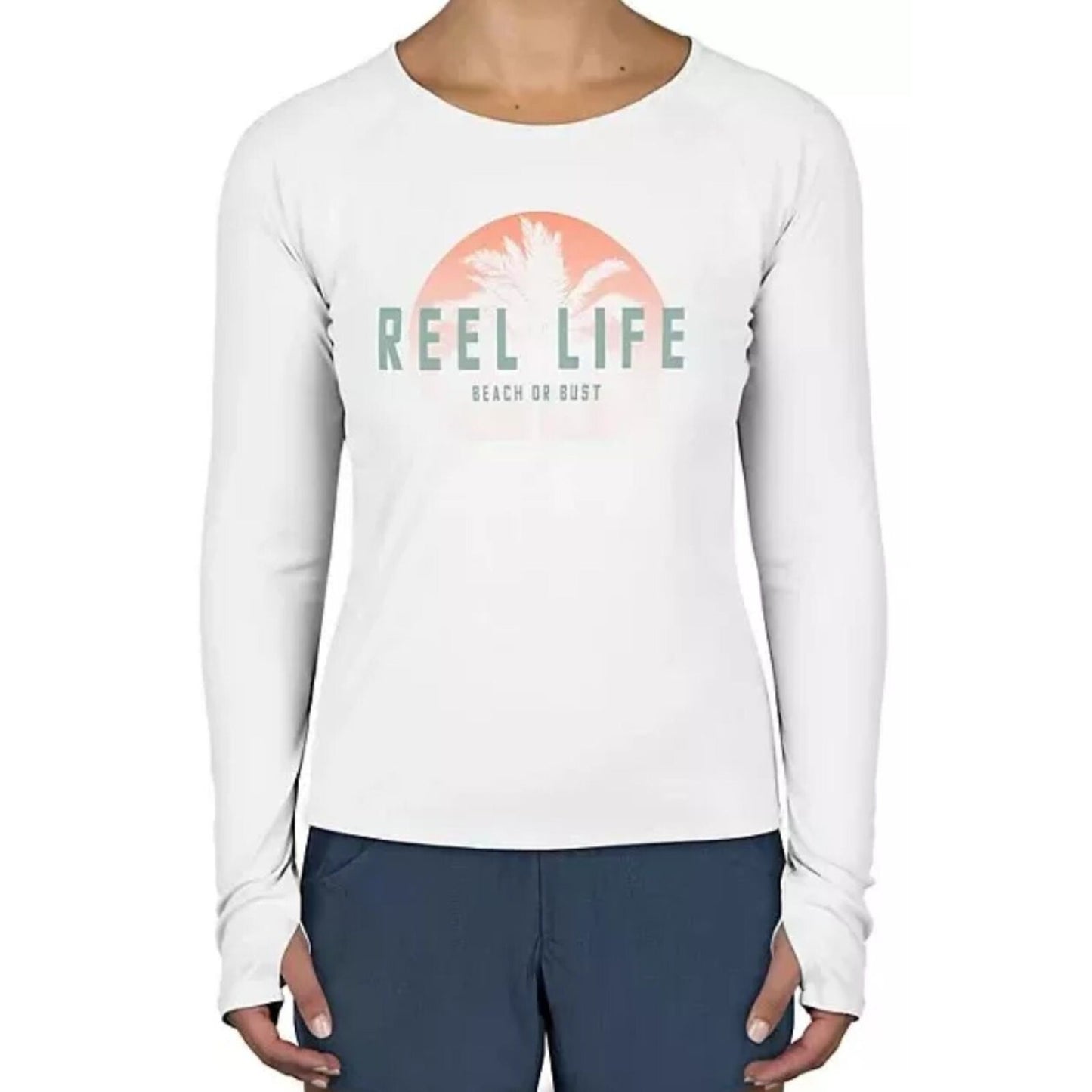Reel Life Women's Jax Beach Long Sleeve UV Shirt XL W/ Thumbholes