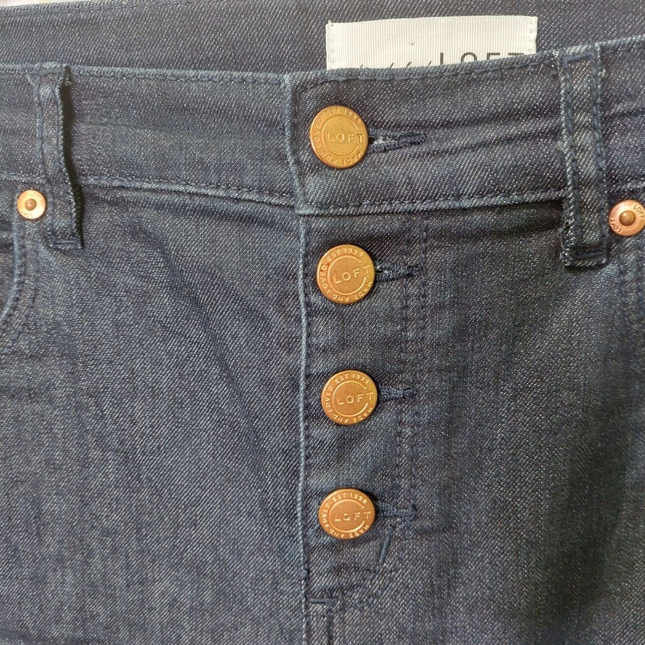 Loft Women's Modern Skinny Jeans Size 8 Inseam:29 Button Front~Stretch~Dark Wash