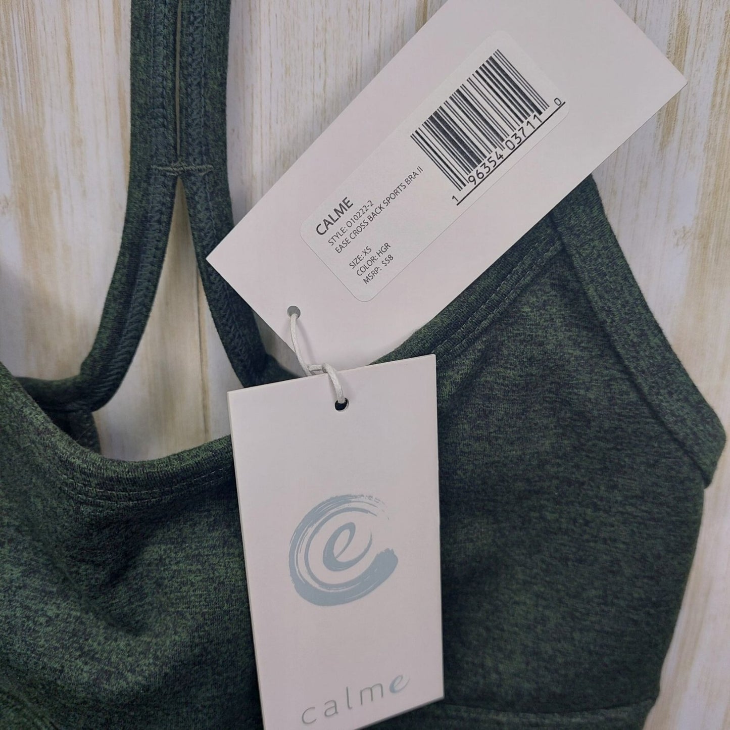 Calme by Johnny Was Women's Ease Cross Back Sports Bra II Size XS Dark Green