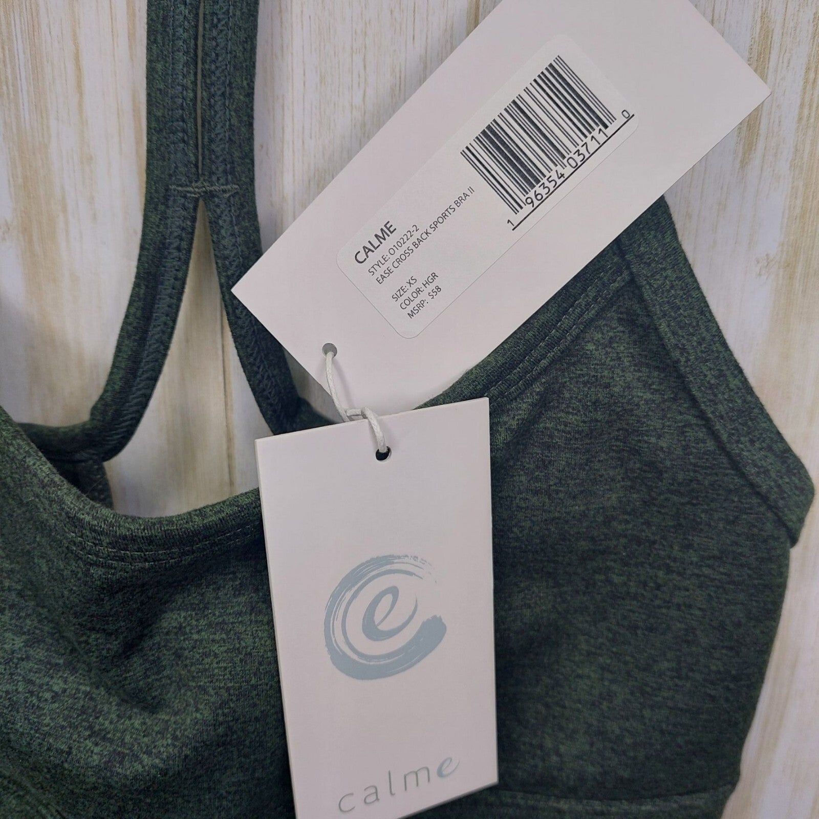 Calme by Johnny Was Women's Ease Cross Back Sports Bra II Size XS Dark Green