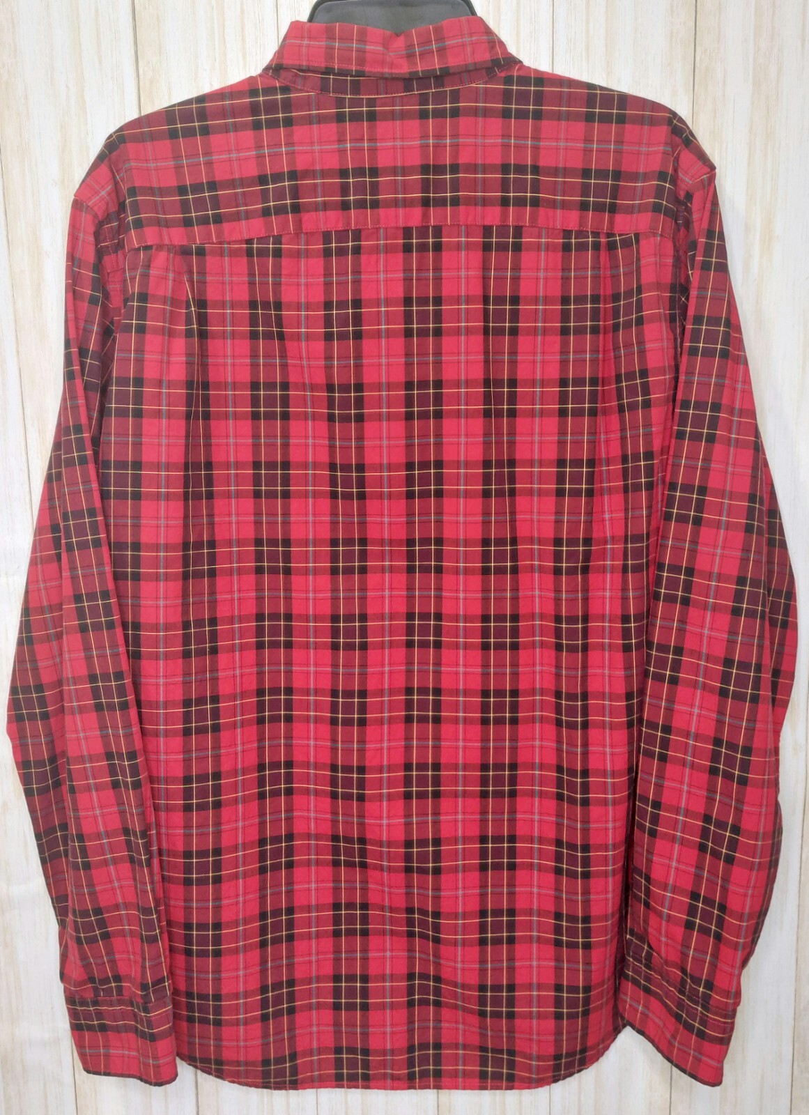 American Eagle Mens Shirt Button Down Red Plaid Long Sleeve Classic Fit Large