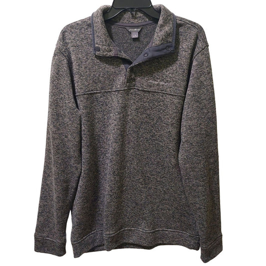 Eddie Bauer Mens Size TL Pullover Gray Radiator Sweater Fleece Snap Buttons
