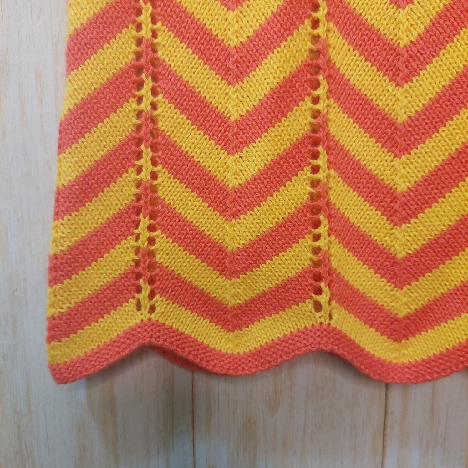 Trina Turk Zigzag Knit Tank Top - Coral Pink & Yellow Chevron Stripes Sleeveless