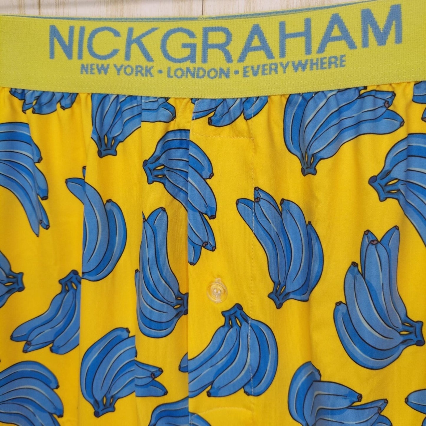 Nick Graham Men's Yellow W/Banana Print Boxers Size XL 40-42 Performance Stretch