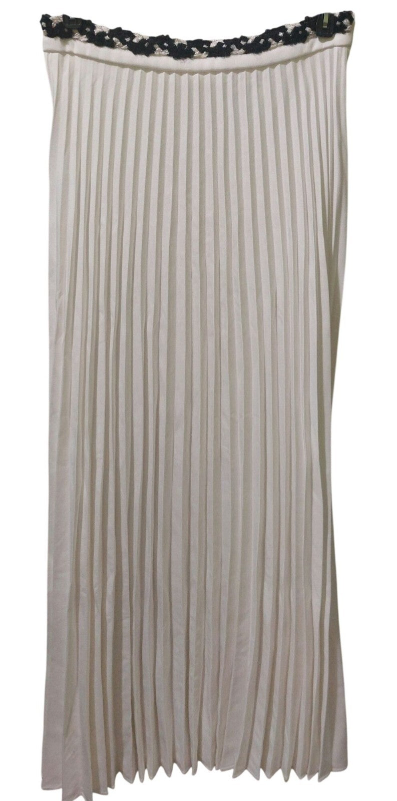 NWT Commense White Top & Pleated Maxi Skirt W/ Black & White Trim Size Small