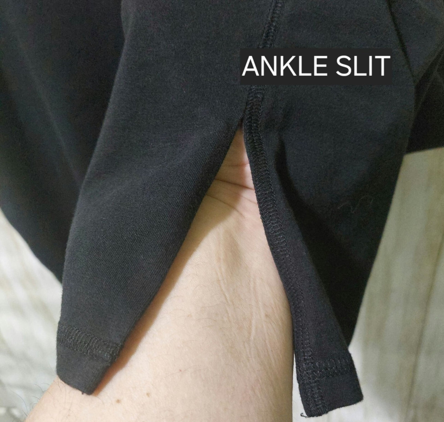 Eileen Fisher Women's Black Organic Cotton Ankle Slit Crop Pants Large