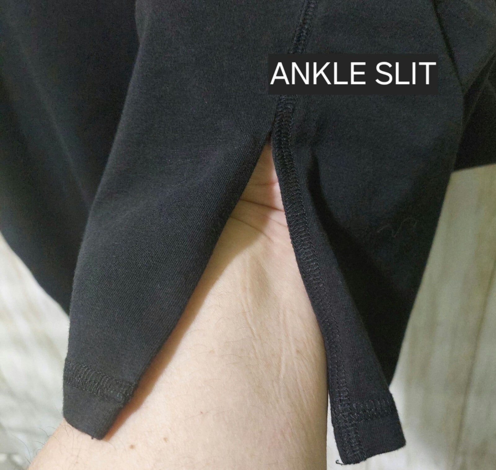 Eileen Fisher Women's Black Organic Cotton Ankle Slit Crop Pants Large