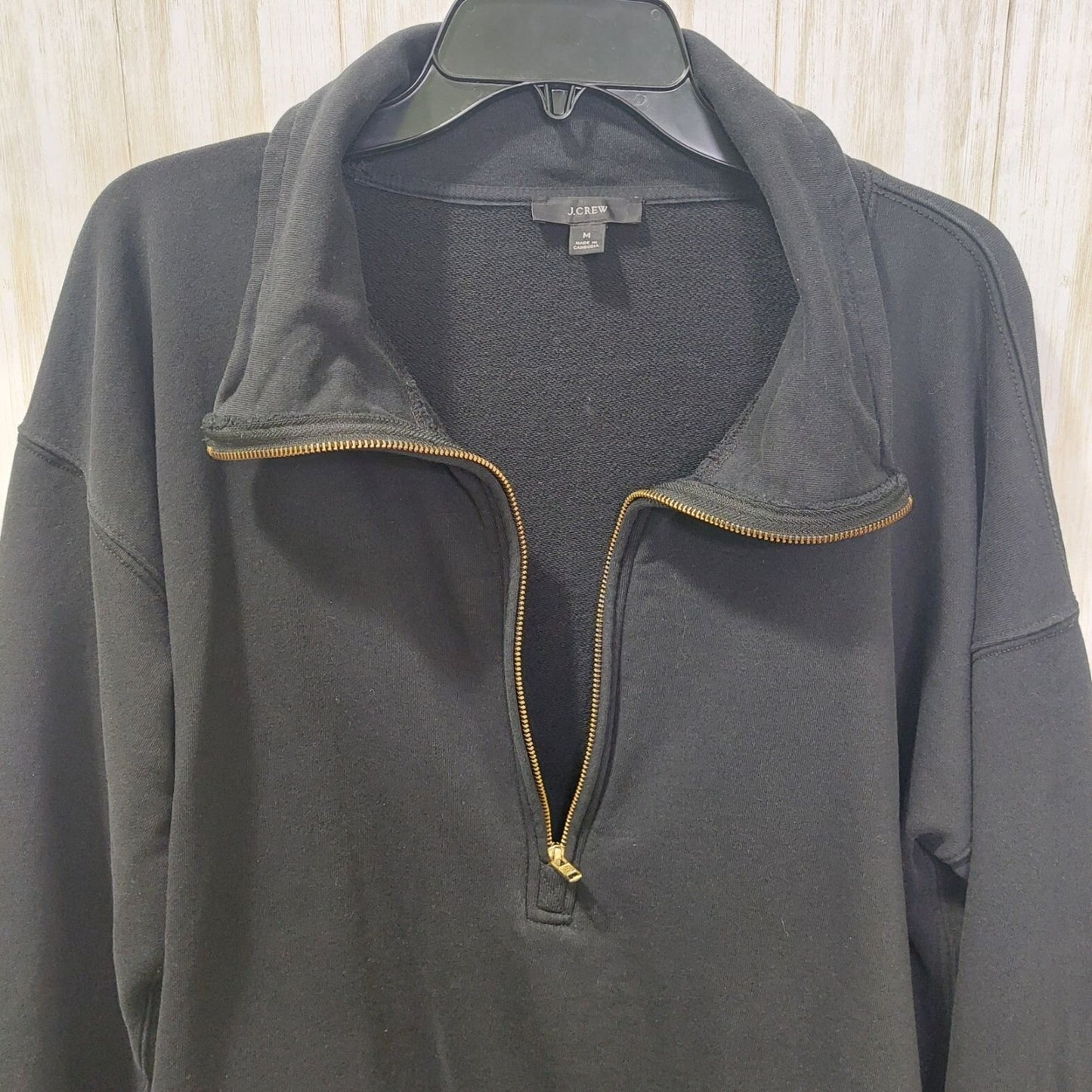 J.Crew Black Half-Zip Pullover Sweatshirt Mens Medium With Pockets