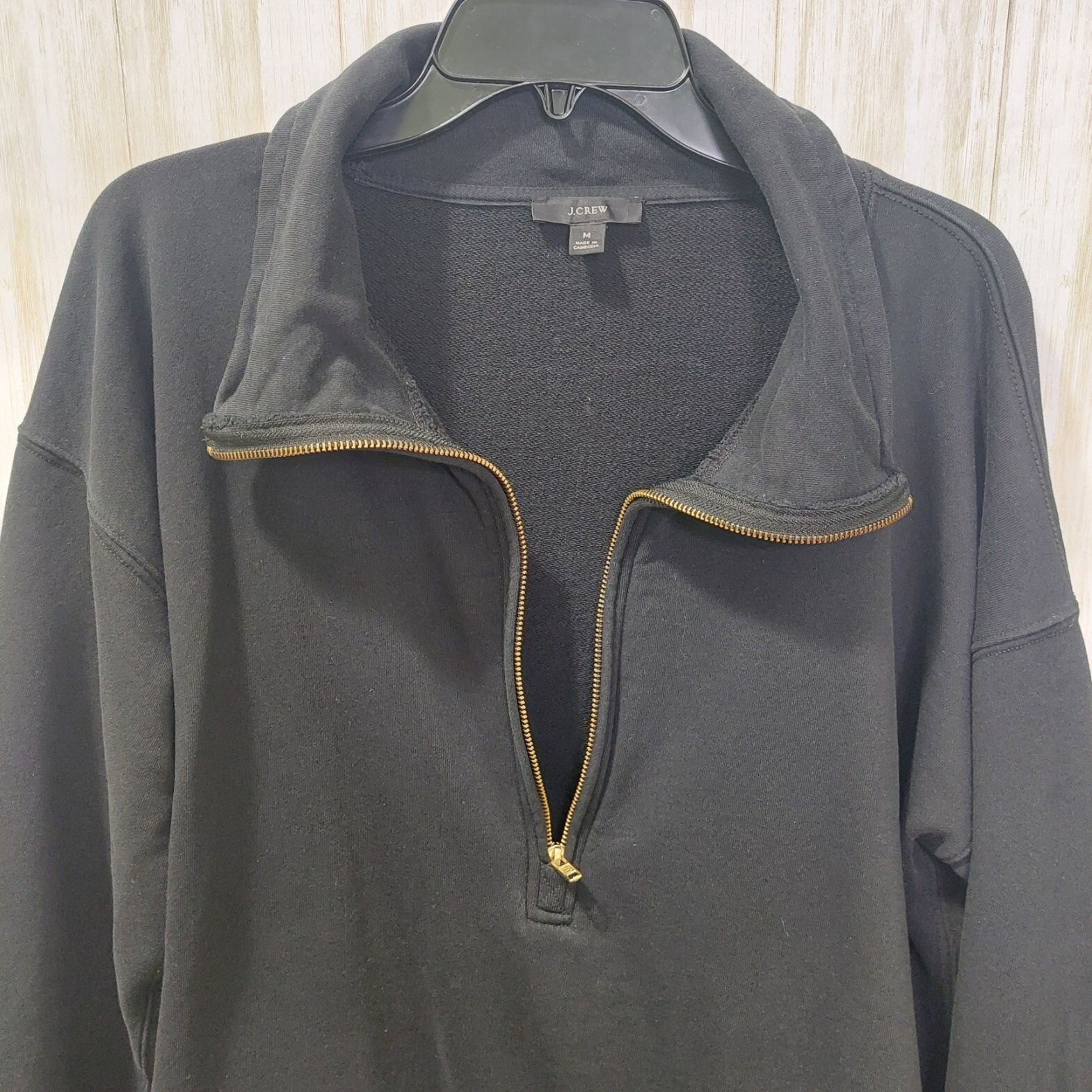 J.Crew Black Half-Zip Pullover Sweatshirt Mens Medium With Pockets