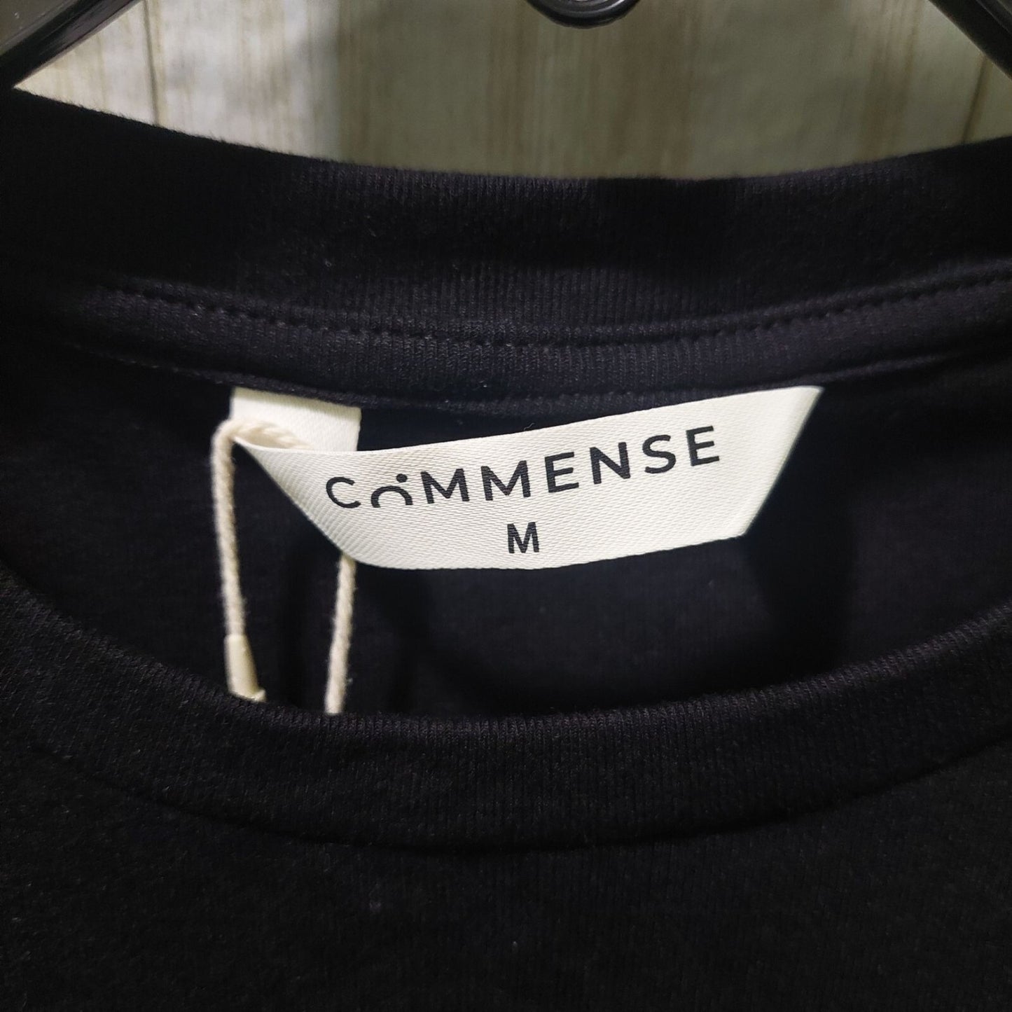 NWT Commense Black Long Sleeve Open Back Tie Detail Top W/ Shoulder Pads Medium