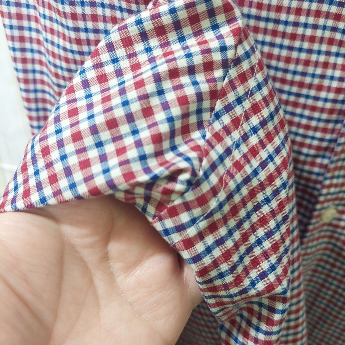 Cremieux Collection Men's Red & Blue Gingham Button Up Long Sleeve Shirt Size XL