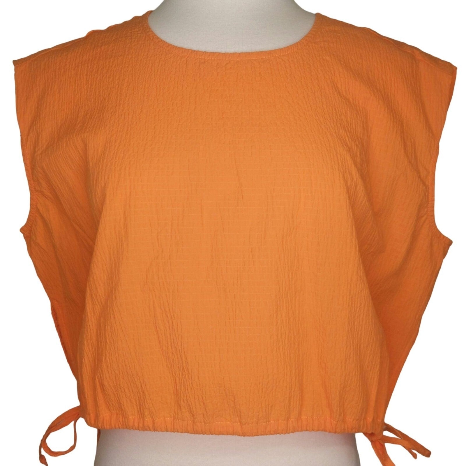 Pistola Womens Golden Orange Sleeveless Crop Top~Side Ties~Textured Fabric~Small