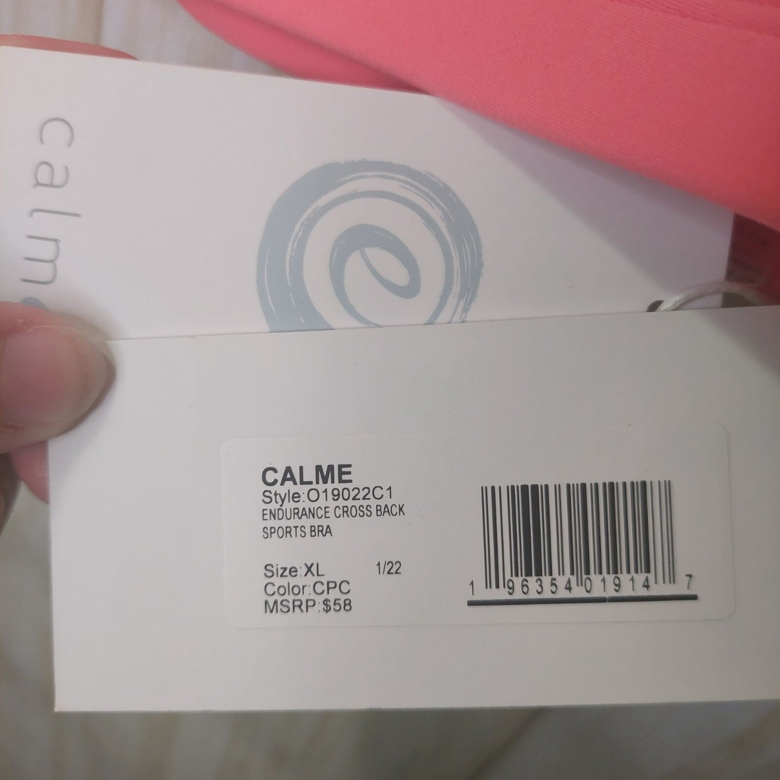 Calme By Johnny Was Women's Endurance Racerback Sports Bra Coral Pink Size XL