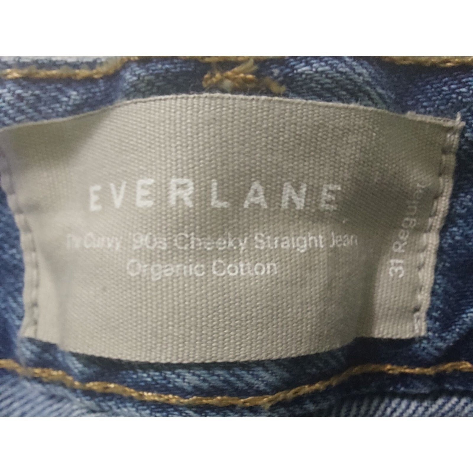 Everlane Curvy 90's Cheeky Straight Jean Organic Cotton 31 Regular Blue Denim