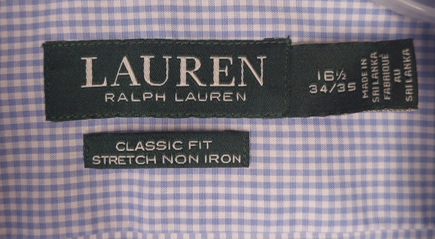 Lauren Ralph Lauren Button Down Shirt Mens Size Large Blue Gingham Workwear