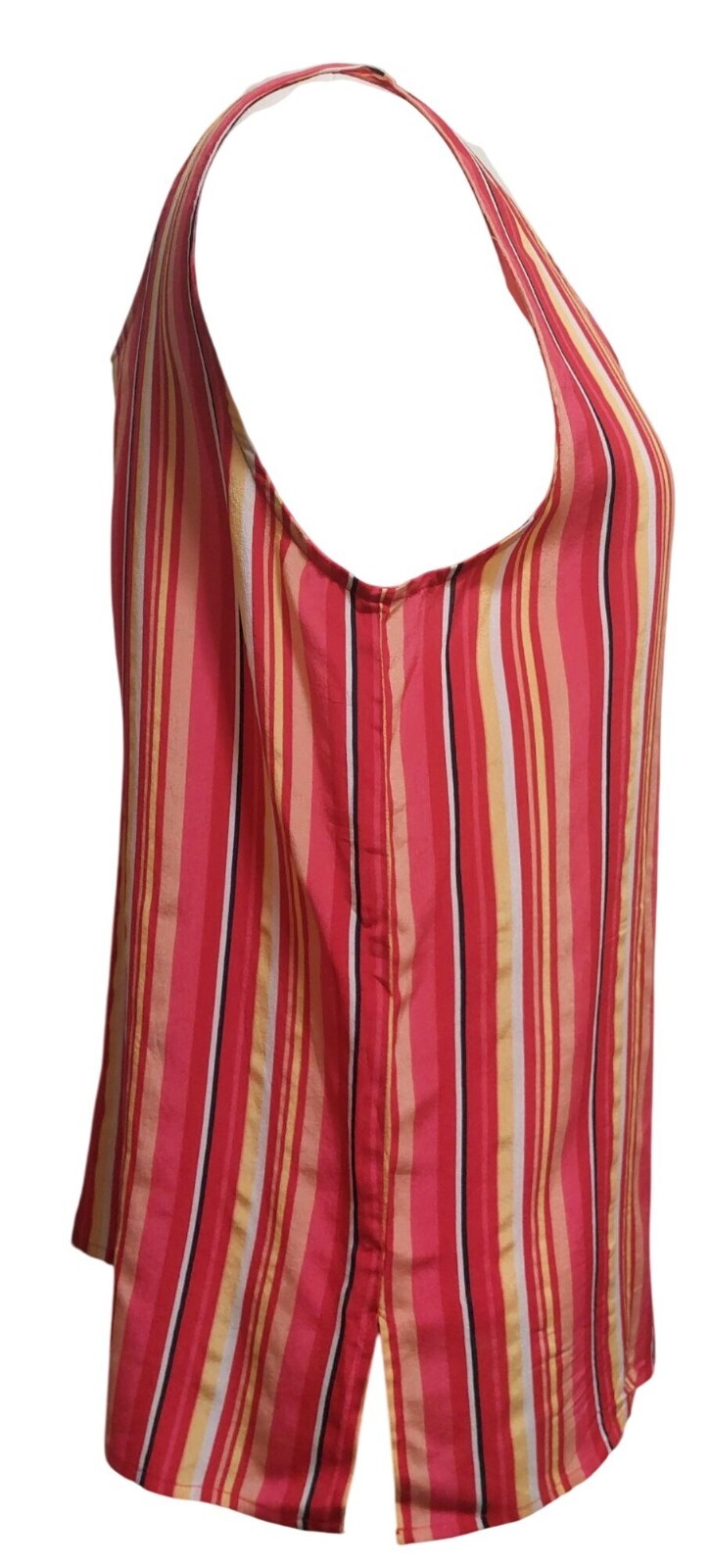 Robbie Bee Red/Yellow Striped Silk Sleeveless Tank Top Med~Lightweight