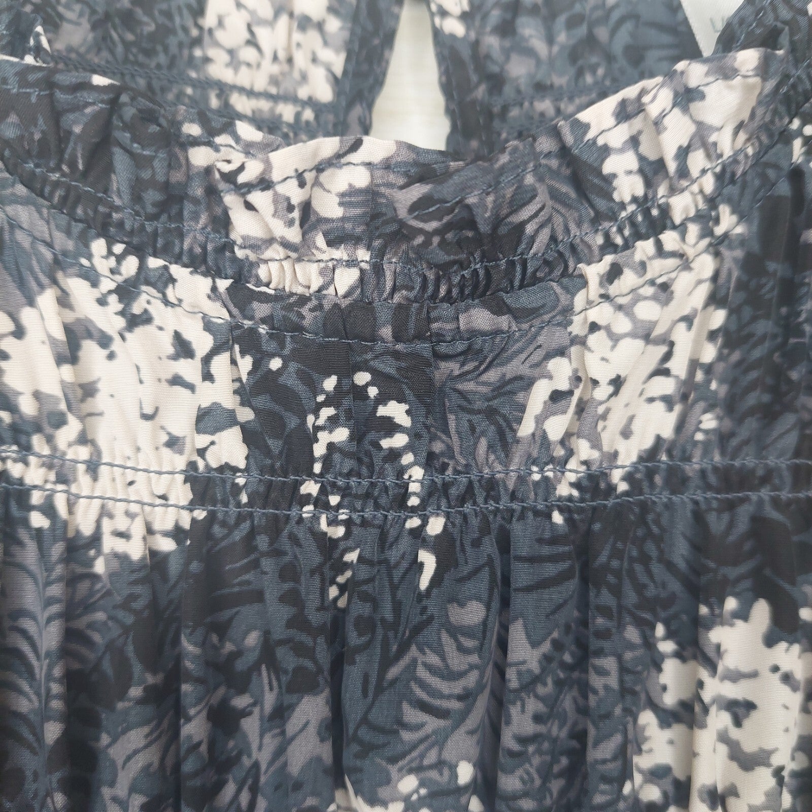 Joie Top Womens Blouse Sleeveless Ruffle High Neck Baltic Print Size Large