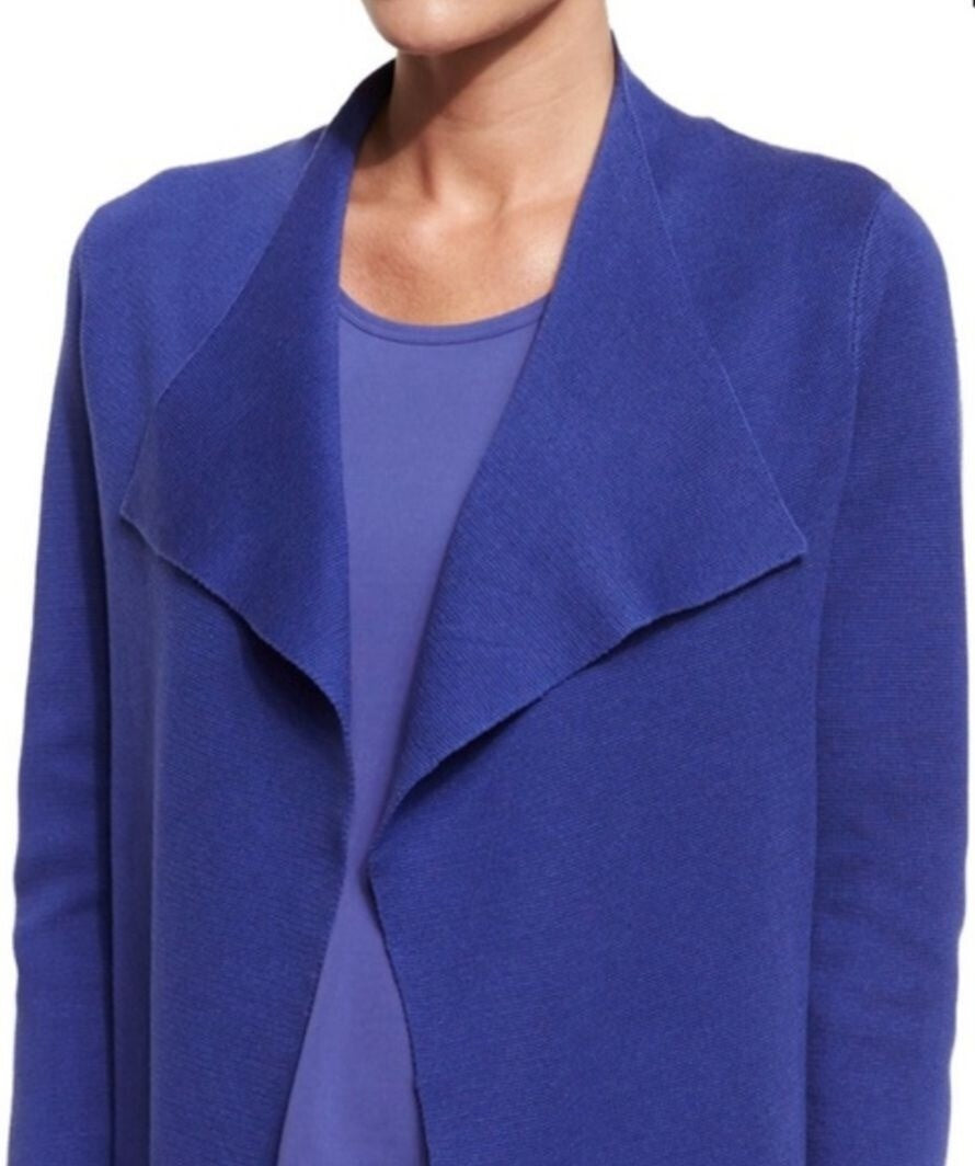 Eileen Fisher Womens Purple Open Front Cardigan XS - Silk & Organic Cotton Blend