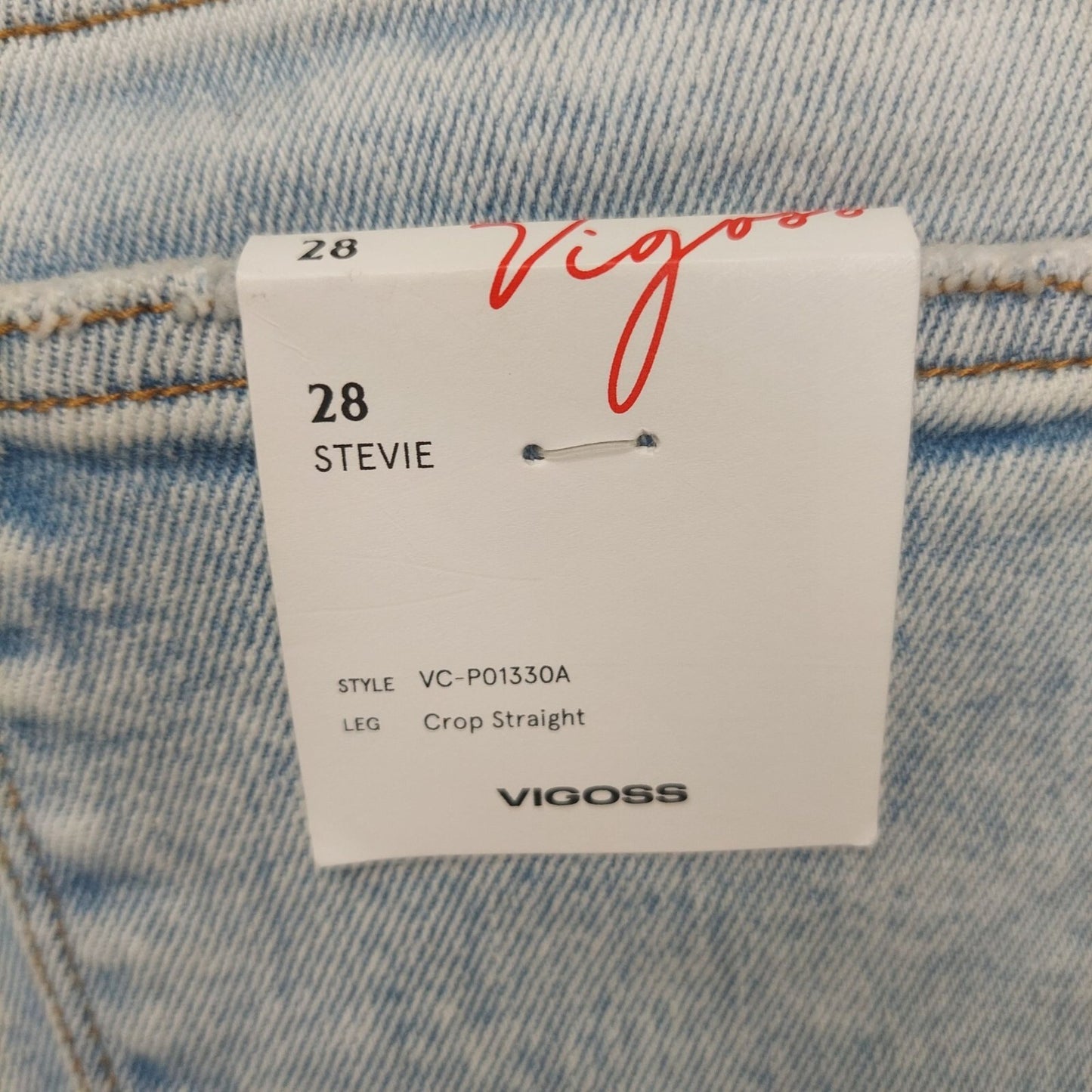 Vigoss Women's Stevie Crop Straight Jeans Light Wash~Distressed~Stretch~ Size 28