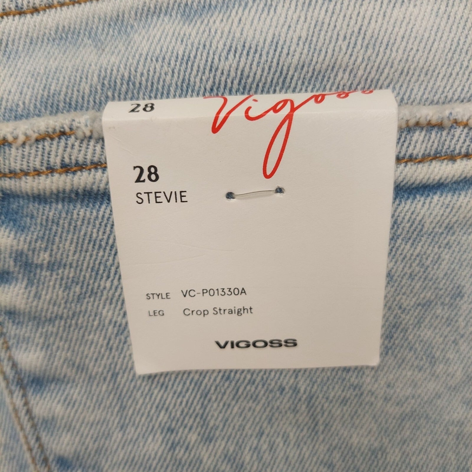 Vigoss Women's Stevie Crop Straight Jeans Light Wash~Distressed~Stretch~ Size 28