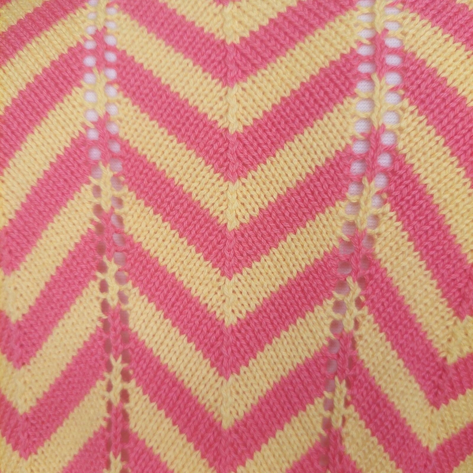 Trina Turk Zigzag Knit Tank Top - Coral Pink & Yellow Chevron Stripes Sleeveless