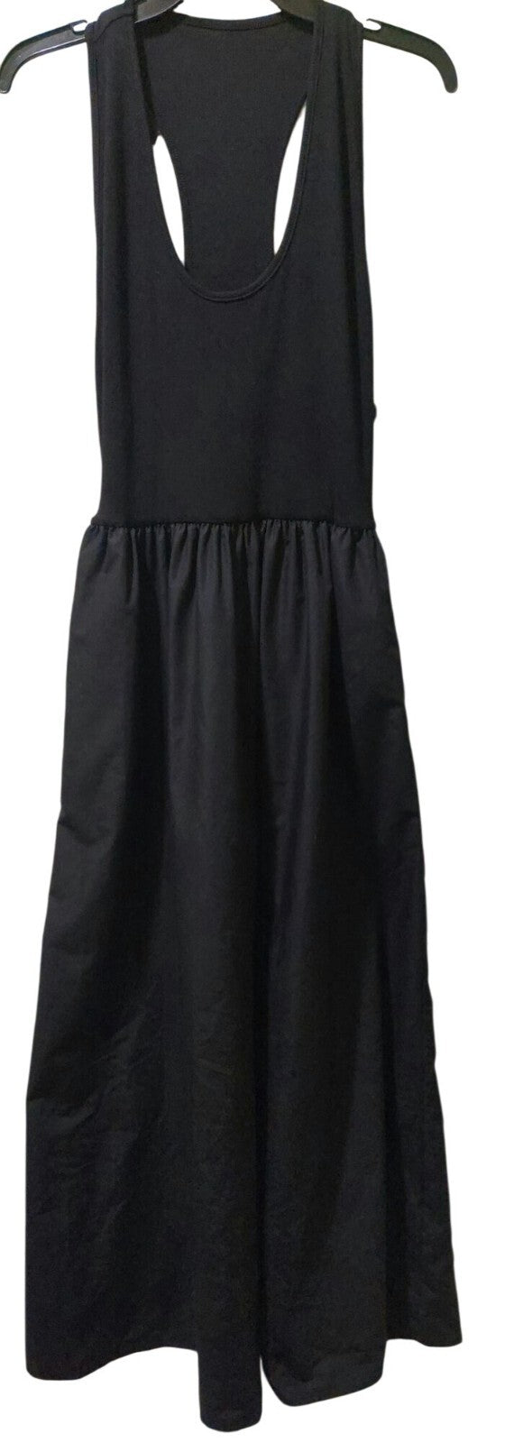 NWT Commense Black Ribbed Racerback Tank Maxi Dress W/Pockets Size Large