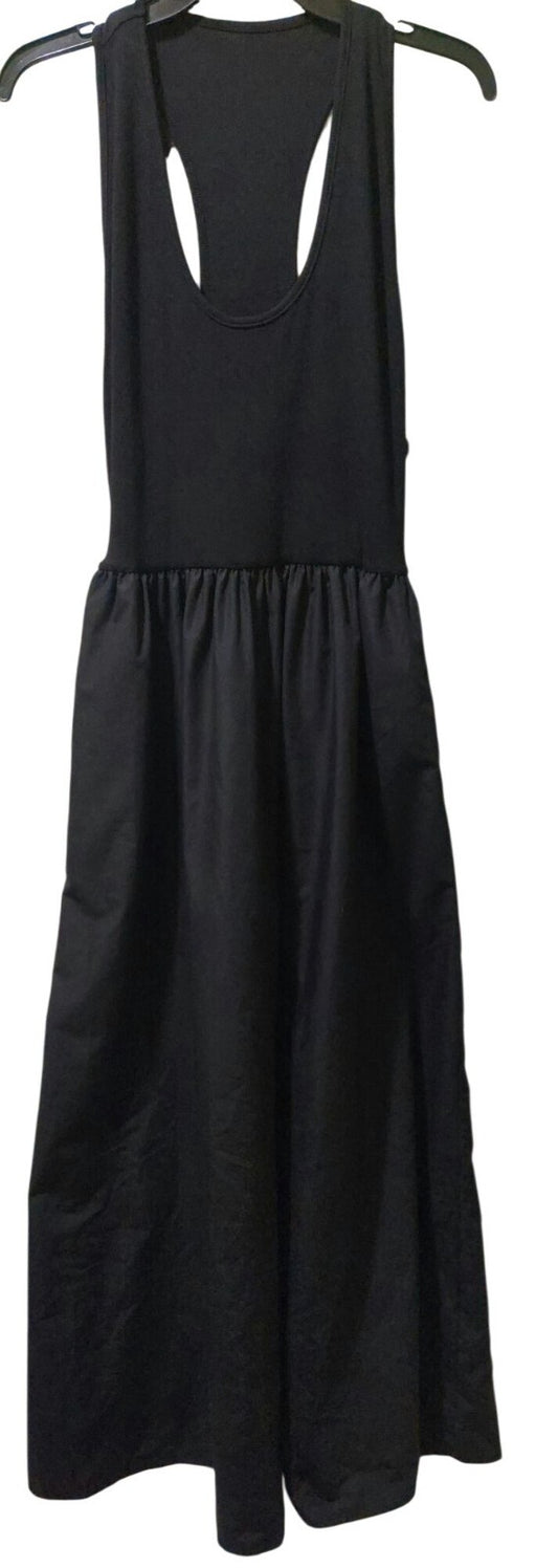 NWT Commense Black Ribbed Racerback Tank Maxi Dress W/Pockets Size Large