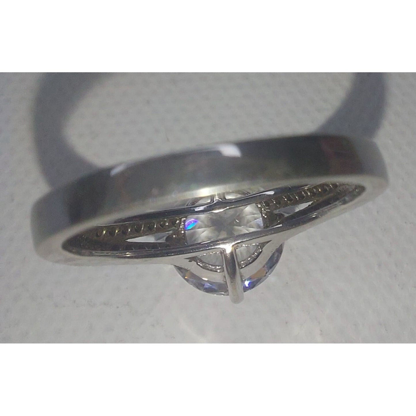 Stauer 925 Silver Ring With Large Round-Cut Clear Stone Engagement Accent