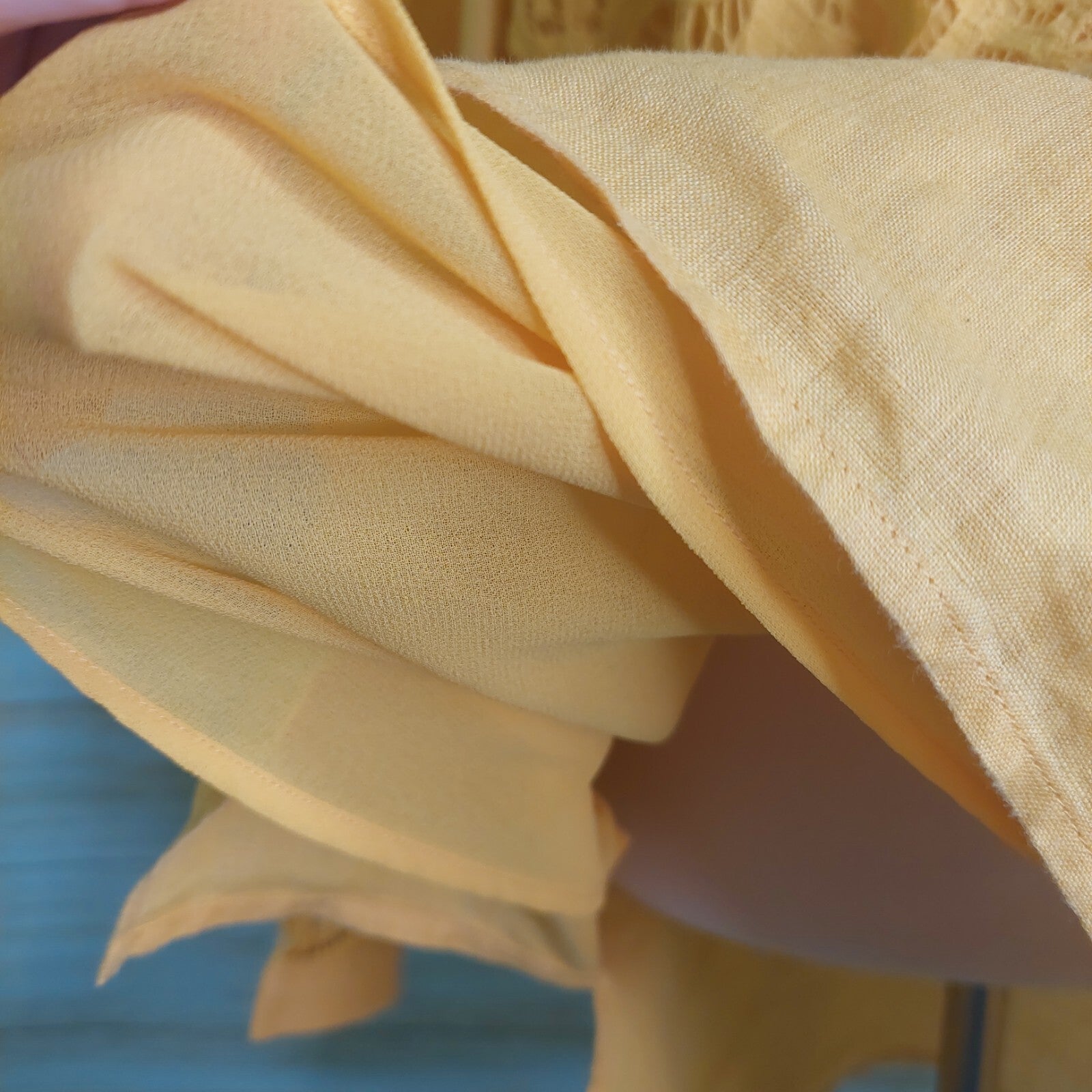 Chico's Women's Top Yellow Linen Lace Front Long Sleeve Tunic Shirt Blouse XL