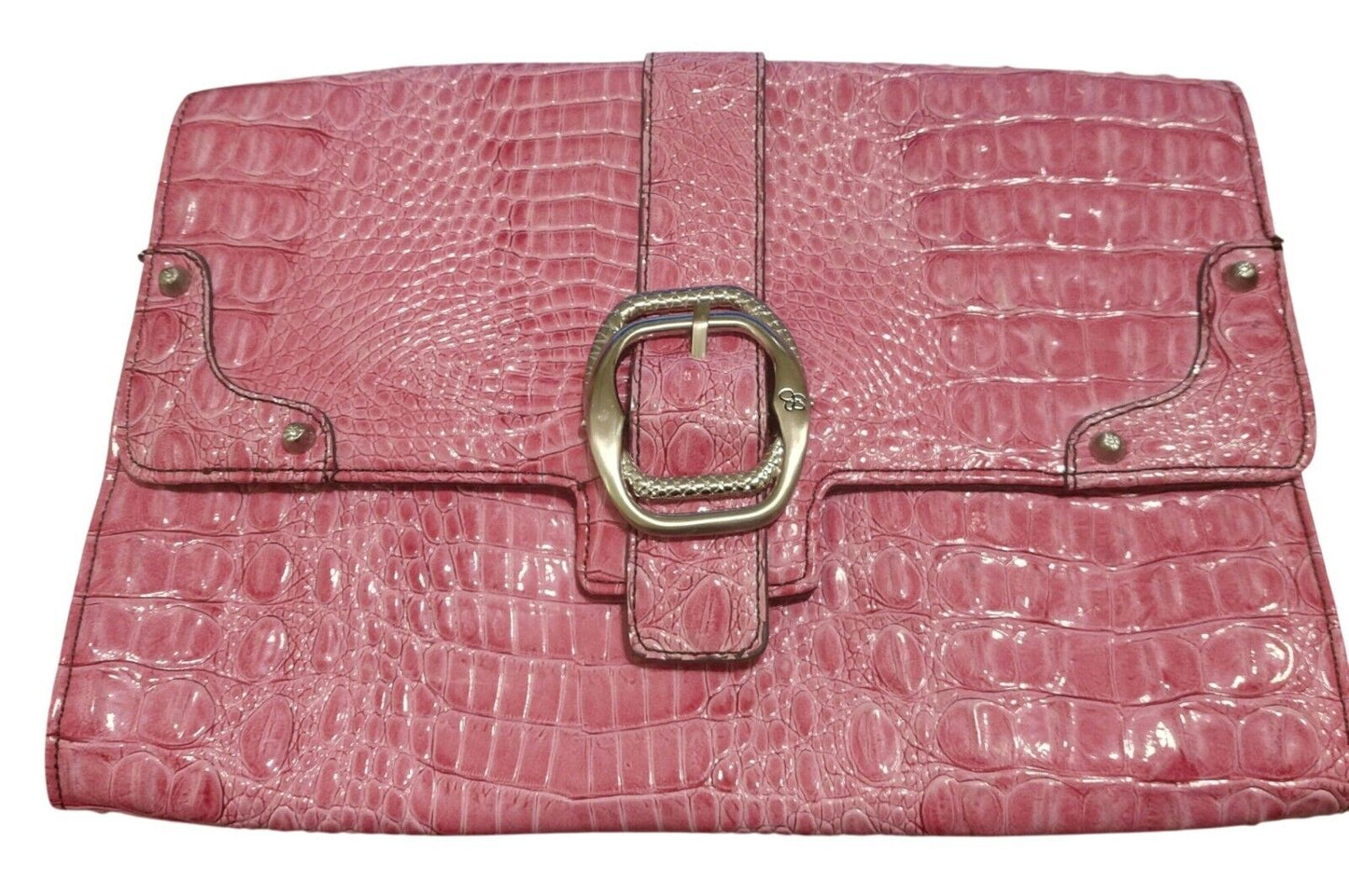 Jessica Simpson Fushia Pink Faux Crocodile-Embossed Pacha Envelope Clutch