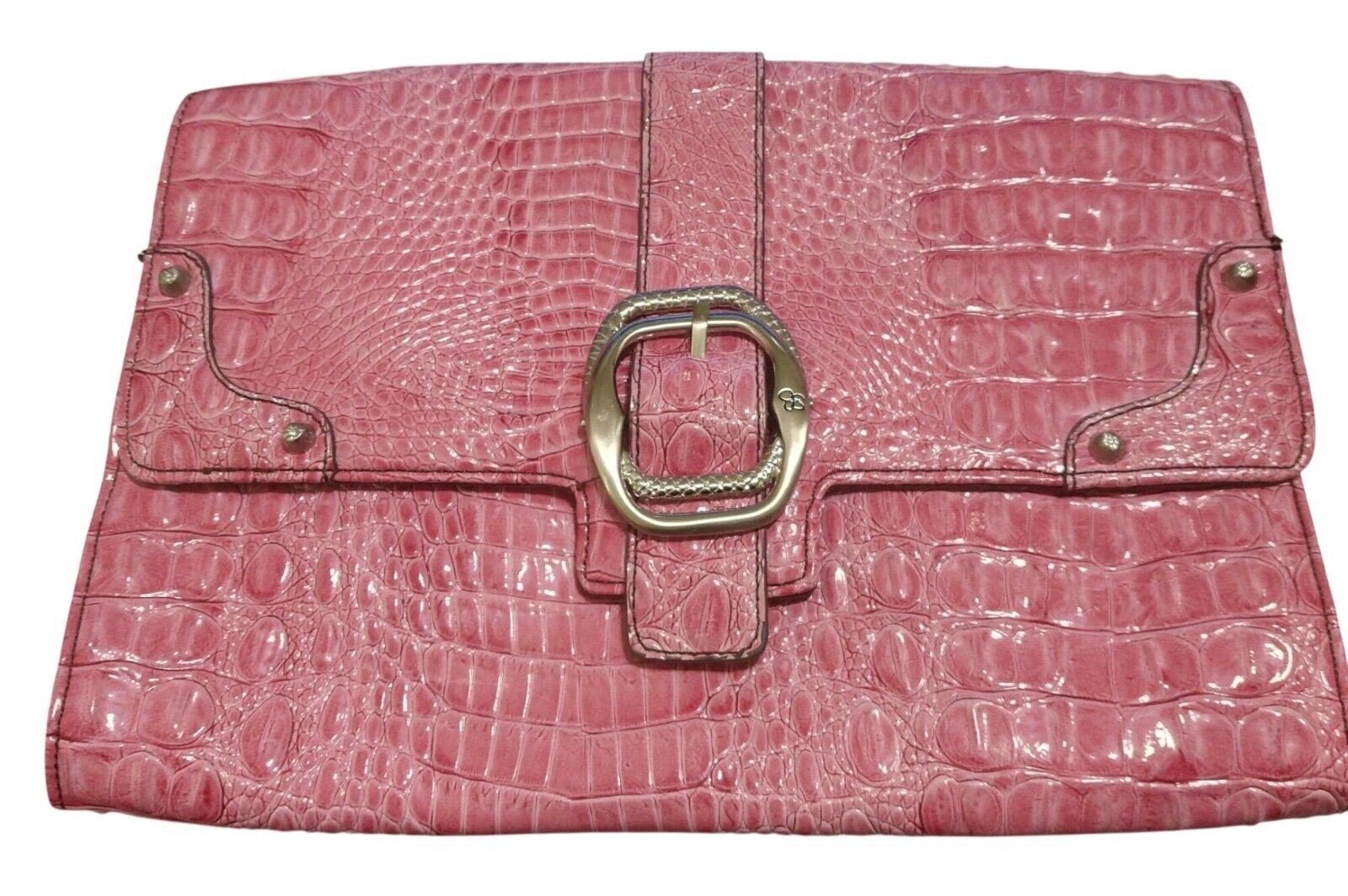 Jessica Simpson Fushia Pink Faux Crocodile-Embossed Pacha Envelope Clutch