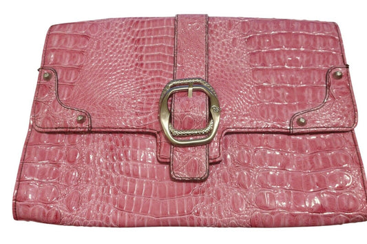 Jessica Simpson Fushia Pink Faux Crocodile-Embossed Pacha Envelope Clutch