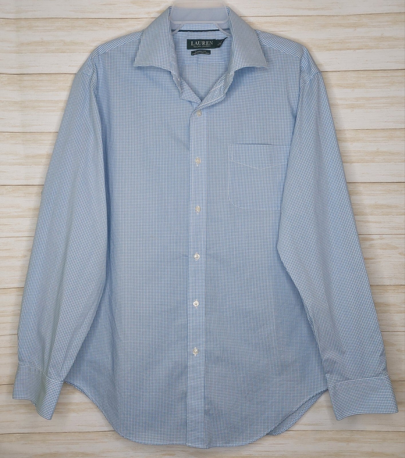 Lauren Ralph Lauren Button Down Shirt Mens Size Large Blue Gingham Workwear