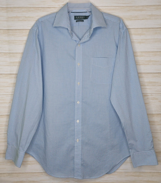 Lauren Ralph Lauren Button Down Shirt Mens Size Large Blue Gingham Workwear