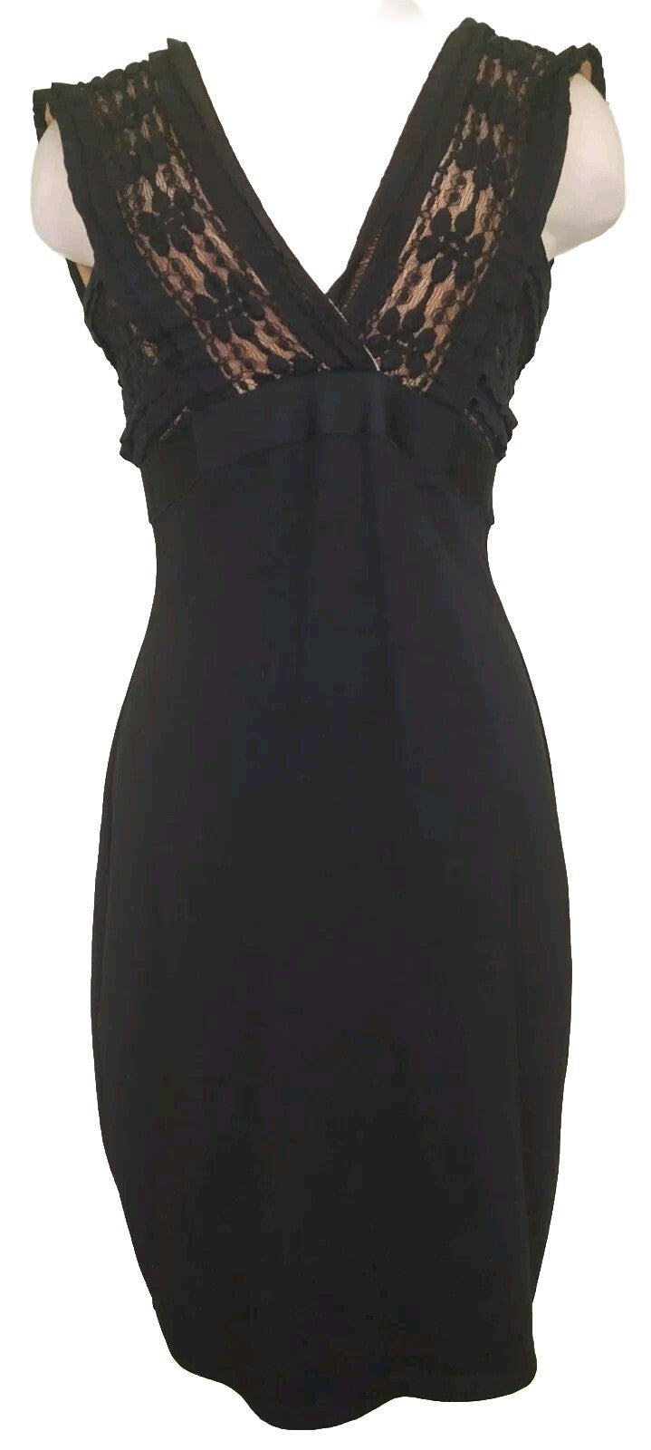 MAX STUDIO Womens Little Black Dress M Sheath Bodycon Sleeveless V-Neck Ruffles