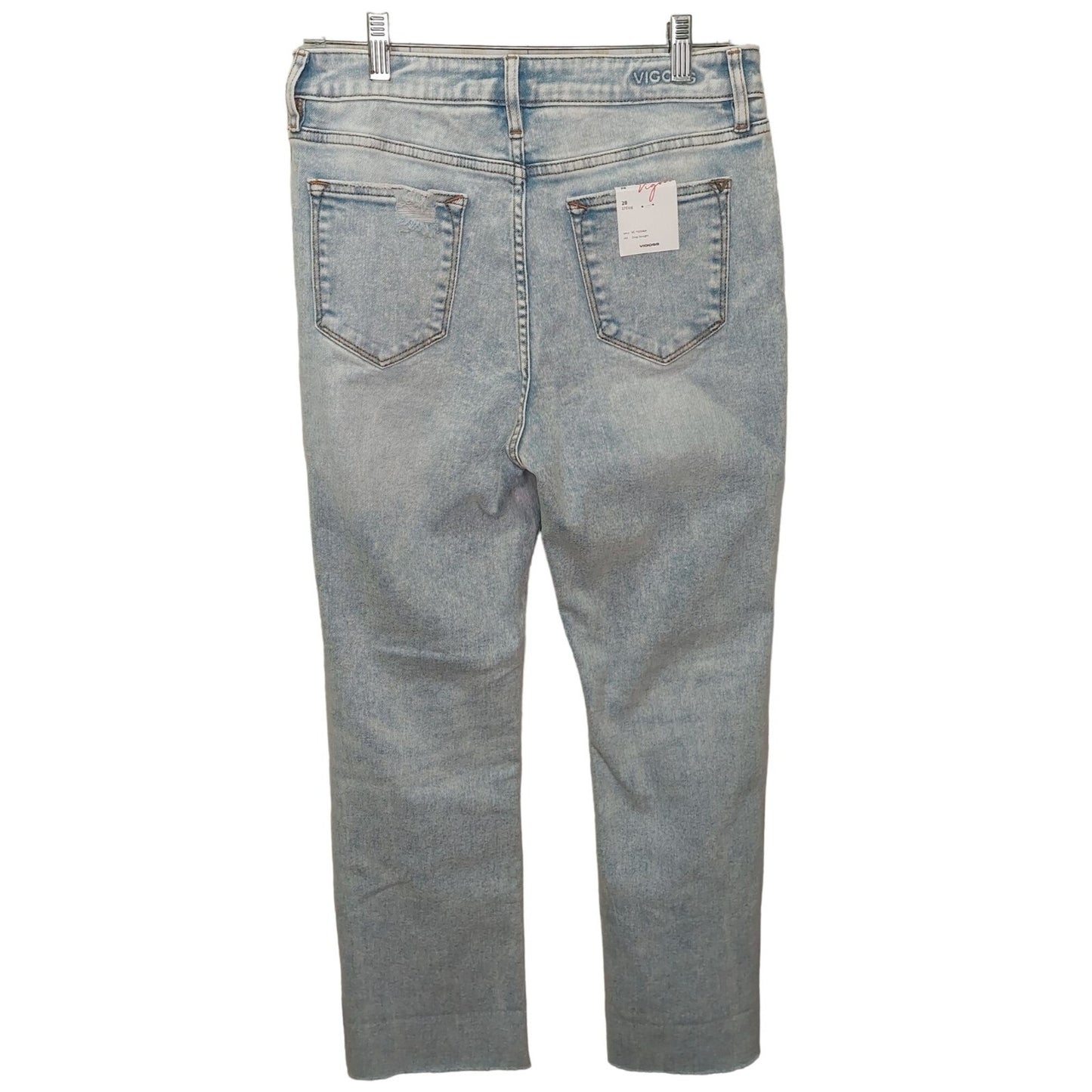 Vigoss Women's Stevie Crop Straight Jeans Light Wash~Distressed~Stretch~ Size 28