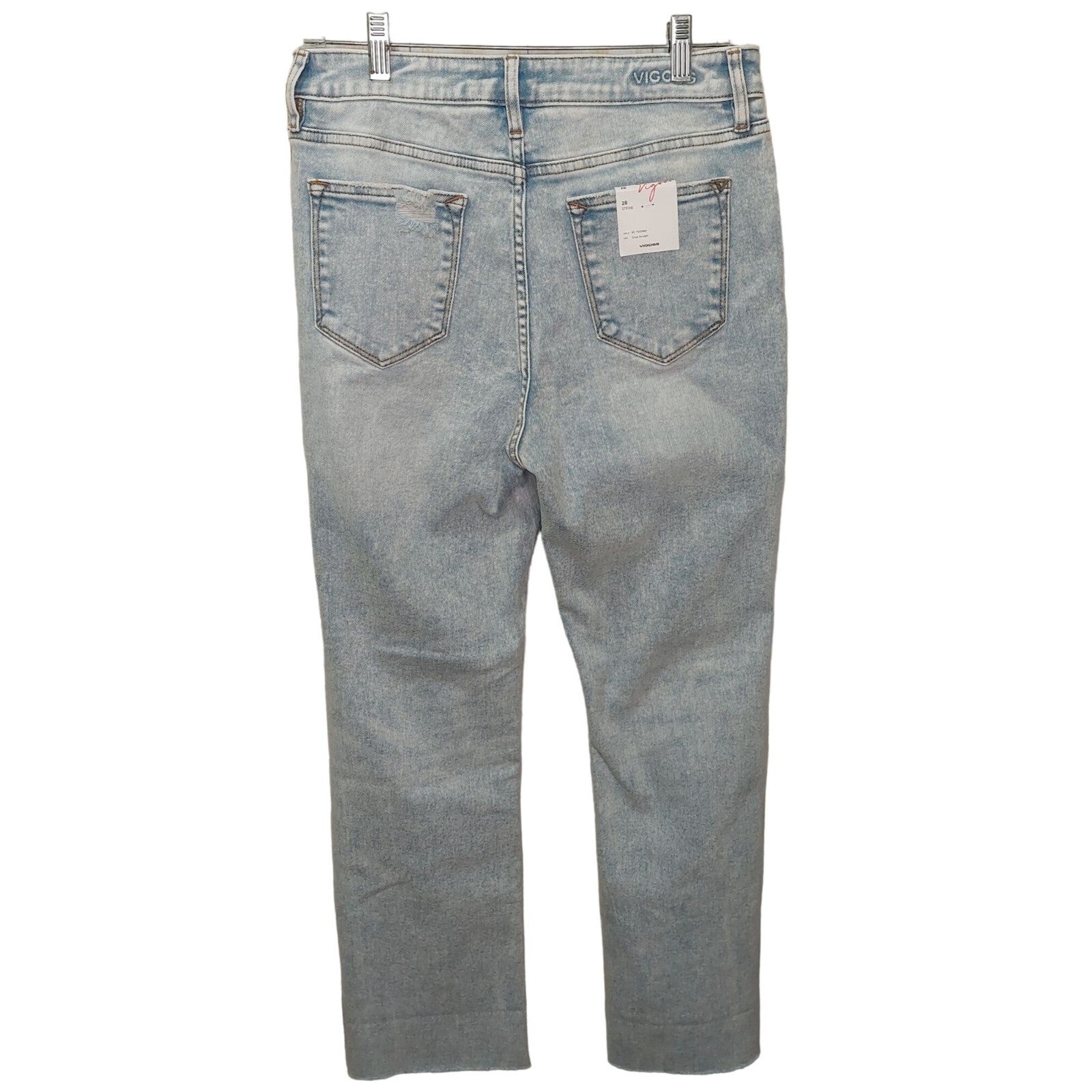 Vigoss Women's Stevie Crop Straight Jeans Light Wash~Distressed~Stretch~ Size 28